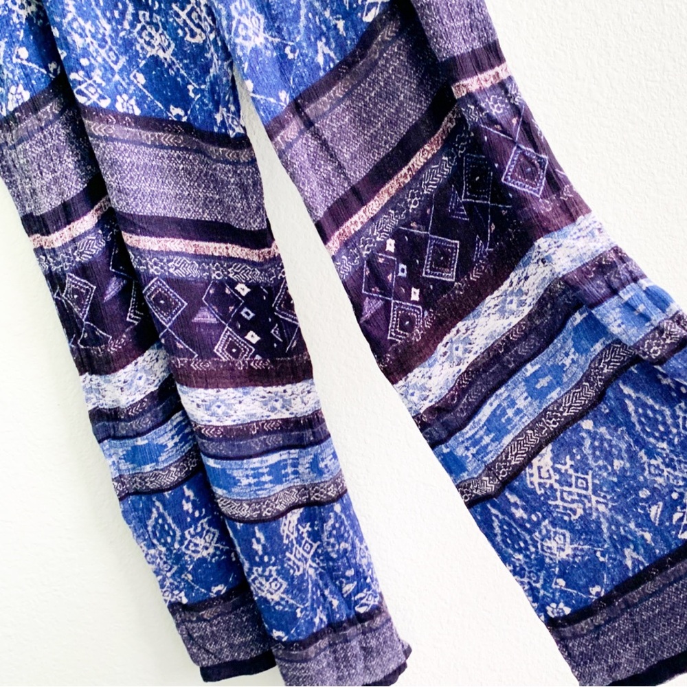 ECOTE indigo hippie elastic waist palazzo style pants long blue Large